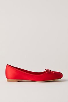 Get that sweet, studio-inspired style with these dainty ballet flats, featured in a satin finish for a luxe touch. **Features:** Flat style, round toe, satin uppers, grosgrain topline, bow detail, lined footbed **Why We | Aurora Flats by Jeffrey Campbell at Free People in Red, Size: US 8 Elegant Red Ballet Flats With Almond Toe, Elegant Red Almond Toe Ballet Flats, Elegant Red Ballet Flats With Flat Heel, Red Round Toe Ballet Flats For Evening, Red Ballet Flats For Evening, Elegant Ballet Flats With Red Sole For Formal Occasions, Elegant Formal Ballet Flats With Red Sole, Elegant Evening Flats With Red Sole, Elegant Ballet Flats With Red Sole And Round Toe