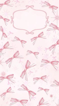 a pink background with bows and snowflakes