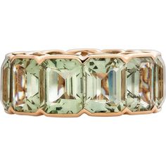 Piranesi - Pietra Emerald Cut Eternity Band in Green Amethyst - 18K Rose Gold Emerald Cut Eternity Band, Emerald Eternity Ring, Yellow Diamond Necklace, White Diamond Necklace, Soft Green Color, White Diamond Earrings, Green Amethyst Ring, Yellow Diamond Rings, Diamond Jewelry Necklace