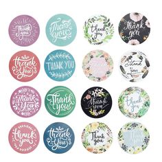 thank you stickers with floral designs on them