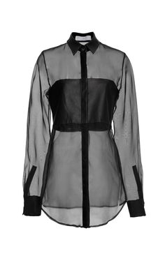 Organza Jacket, Organza Shirt, Leather Panel, Dramatic Style, Dark Style, Ladies Shirt, Silk Organza