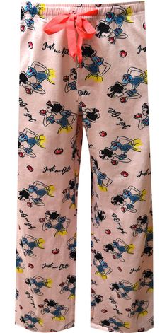 This is the best of classic Disney! These soft, cotton pajama pants feature one of Disney's favorite princesses, Snow White. These pretty pink loungepants have a drawstring and elastic waist, button fly and two pockets. Missy cut. Disney Princess Pajamas, Pig Girl, Betty Boop Classic, Princess Snow White, Sesame Street Muppets, Plus Size Robes, Cartoon Costumes, Disney Princess Snow White, Cotton Pajama Pants