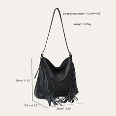 Discover Elegant Style and Functionality Embrace the perfect blend of fashion and practicality with our Luxurious Vegan Leather Tassel Shoulder Bag. Designed for the modern woman, this versatile hobo crossbody handbag is a must-have accessory for any wardrobe. Made from high-quality PU vegan leather, this bag is not only stylish but also ethically conscious. The elegant tassel decoration adds a bohemian touch, making it ideal for both casual and formal occasions. Key Features Material: High-grade PU Vegan Leather Spacious Interior: Includes a zipper pocket and a slot pocket Convenient Exterior: Features a back zipper pocket for easy access Secure Closure: Reliable zipper to keep your belongings safe Single Shoulder Strap: For comfortable carrying as a shoulder or crossbody bag Size: Genero