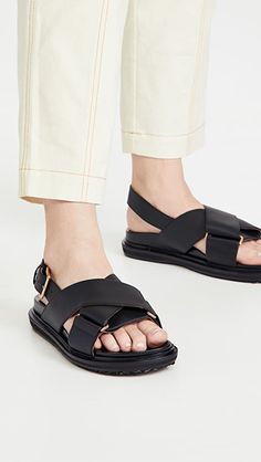 Marni Fussbett Sandals | SHOPBOP Leather Sandals With Logo Strap For Spring, Spring Leather Sandals With Logo Strap, Casual Leather Sandals With Logo Strap, Leather Sandals With Logo Strap, Leather Sandals With Logo Strap And Round Toe, Marni Fussbett, Gold Gladiator Sandals, Marni Sandals, Leather Dress Women