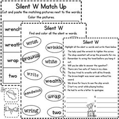 a worksheet with words and pictures on it