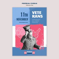 Free PSD | Vertical poster template for usa veteran's day celebration Vertical Poster, Book Cover Design, Poster Template