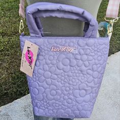 Lavender Luv Betsey Nylon Tote Bag Zipper Closure Quilted Flowers #Luvbetsey #Luvbetseynylontote #Lavenderluvbetsey #Quiltedluvbetsey Purple Spring Bag With Adjustable Strap, Purple Bags With Adjustable Strap For Spring, Spring Purple Shoulder Bag With Removable Pouch, Spring Purple Bag For Everyday Use, Purple Tote Shoulder Bag For Spring, Purple Bags For Spring Travel, Spring Travel Bag In Purple, Spring Travel Purple Bag, Purple Tote Bag For Spring