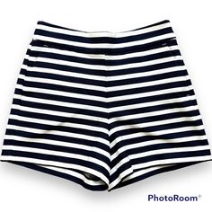 J.Crew Basket Weave Shorts Nwt Navy And White Nautical Stripes Size 4 Cotton. 4" Inseam. Side Zip. Slant Pockets. Machine Wash. Navy Beach Shorts For Spring, Nautical Style Bottoms For Summer Beach, Preppy Stretch Summer Bottoms, Preppy Stretch Bottoms For Summer, Nautical Style Summer Vacation Bottoms, Casual Lined Bottoms For Summer, White Lined Bottoms For Summer, White Lined Summer Bottoms, Casual Lined Bottoms For Spring