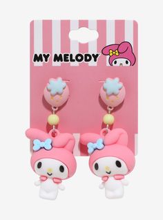 Look supercute with these Sanrio earrings! Featuring strawberry studs  these earrings include dangling charms of My Melody  perfect for adding to any look. A BoxLunch Exclusive! Shifting Items, My Melody Strawberry, Sanrio Products, Kei Jewelry, Code Clothing, Sanrio Accessories, Sanrio Stuff