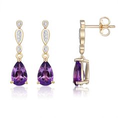 For centuries Amethyst has been the stone of royalty used in crowns, scepters and royal jewelry. Now, you too can make a bold and fashionable statement with these stunning earrings. Elegant Amethyst Teardrop Earrings, Classic Teardrop Purple Earrings, Elegant Purple Gemstone Teardrop Earrings, Purple Teardrop Drop Earrings For Formal Occasions, Purple Drop Teardrop Earrings For Formal Occasions, Purple Pear-shaped Earrings For Anniversary, Diamond Dangle Earrings, Danbury Mint, Royal Jewelry