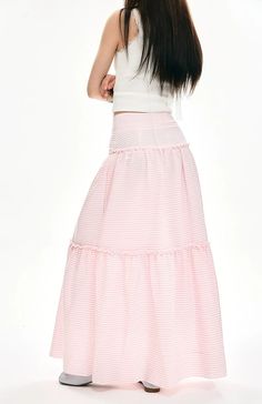 Embrace the whimsical allure of the Striped Ruffle Hem Maxi Skirt, a perfect blend of charm and versatility.
This elegant A-line skirt features a high waist design, crafting a flattering silhouette that elongates the legs. Made from 100% polyester fiber, it offers durable wear while maintaining a graceful flow. The playful stripes and ruffle hem add a retro-inspired twist, while the full length promises to sway with your every step.
Its effortless style is ideal for everything from weekend brunc Brunch Ruffle Hem Tiered Maxi Skirt, Brunch Tiered Maxi Skirt With Ruffles, Chic Tiered Gathered Maxi Skirt, Tiered Ruffle Maxi Skirt For Brunch, Brunch Tiered Ruffle Maxi Skirt, Relaxed Ruffled Maxi Skirt For Day Out, Flared Maxi Skirt With Ruffles For Day Out, Chic Tiered Ruffled Maxi Skirt, Spring Flowy Flared Maxi Skirt