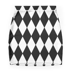 Super stretchy and durable polyester mini skirt. Vibrant, high-quality sublimation print across the front and back. Size range XXS-2XL. Black and white harlequin pattern. Two Color Design, Black And White Diamond Pattern, Skirt Black And White, Harlequin Pattern, Skirt Design, Skirts For Sale, Diamond Pattern, Black Diamond, White Diamond