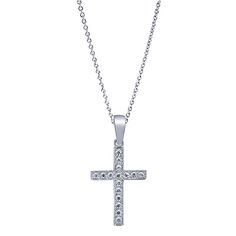 14K White Gold Diamond Cross Pendant Necklace Classic Wedding Band, Diamond Cross Pendants, Diamond Cross, Cross Pendant Necklace, Pendant Bracelet, White Rose Gold, Silver Roses, Silver Rose Gold, Birthstone Jewelry