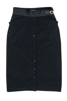 Current Boutique-Dolce & Gabbana - Black Button Front Pencil Skirt Sz 6 Elegant Bottoms With Button Closure For Work, Black Office Lady Skirt For Workwear, Buttoned Pencil Mini Skirt For Work, Pencil Mini Skirt With Buttons For Workwear, Black Pencil Skirt For Formal Occasions, Black Buttoned Skirt For Formal Occasions, Black Skirt With Buttons For Formal Occasions, Office Lady Black Skirt For Work, Black Office Skirt For Work