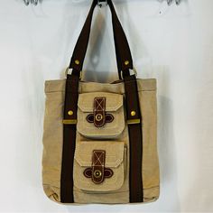 Union Bay Twill Cotton Bag. Leather Trim. Shoulder Bag Magnetic Lock Brown. Seatbelt Straps Owl Purse, Owl Bag, Magnetic Lock, Fringe Purse, Genuine Leather Purse, Printed Bags, Shoulder Purse, Cotton Bag, Leather Trim