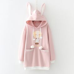 Size: L, Color: Pink Kawaii Hooded Sweatshirt For Fall, Cute Oversized Hoodie Outerwear, Fall Kawaii Hooded Sweatshirt, Fall Hooded Kawaii Sweatshirt, Kawaii Winter Hooded Tops, Kawaii Cotton Hoodie For Winter, Winter Kawaii Cotton Hoodie, Oversized Kawaii Hoodie For Fall, Harajuku Style Winter Top With Drawstring Hood