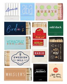 matches are arranged in a collage with different types of matchsticks on them