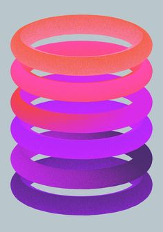 an image of colorful bracelets stacked on top of each other in purple and pink