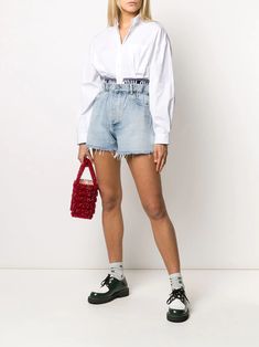 Miu Miu Fringed Short Denim Shorts | Farfetch.com Miu Miu Cotton Bottoms For Spring, Miu Miu Cotton Bottoms For Summer, Summer Cotton Bottoms By Miu Miu, Casual Cotton Miu Miu Bottoms, Miu Miu Spring Bottoms With Pockets, Spring Casual Miu Miu Bottoms, Casual Miu Miu Bottoms For Spring, Chic Miu Miu Spring Bottoms, Casual Short-length Miu Miu Bottoms