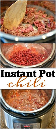 the instant pot chili recipe is ready to be cooked in the crockpot and put into the slow cooker