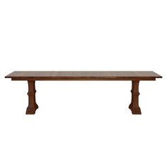 a large wooden table on a white background