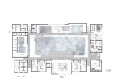 the floor plan for an office building with multiple floors and two levels, all in different colors