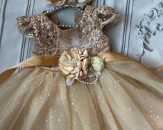 Champagne Dress , 1er Birthday Dress, Flower Girl Dress,tulle Tutu Dress, Baby Toddler Dress, - Etsy Gold Princess Pageant Dress For Dress-up, Gold Embellished Tulle Dress, Elegant Fitted Gold Pageant Dress, Fitted Gold Pageant Dress, Elegant Gold Glitter Tulle Dresses, Elegant Fitted Gold Tutu Dress, Gold Fitted Pageant Dress For Wedding, Gold Tutu Dress With Sequins For Dress-up, Gold Sequined Tutu Dress For Dress-up