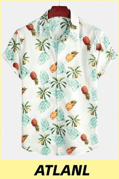 Great for summer vacation, daily leisure, sun beach, travel, rock parties, concert, streetwear, stage performance, dating, urban style, themed parties etc. Tropical Shirts, Sun Beach, Pineapple Print, Tailored Shirts, Floral Print Shorts, Summer Shirts, Upper Body, Urban Fashion, Mesh Fabric