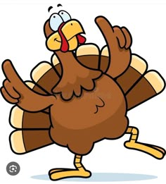 a cartoon turkey with an angry look on his face and arms, standing in the air