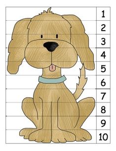 a drawing of a brown dog sitting on top of a white grid with numbers in front of it