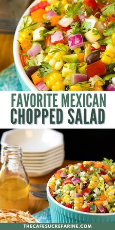 this mexican chopped salad is loaded with fresh vegetables, cilantro, and avocado