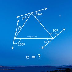 a blue sky with an image of two intersecting triangles and the word q is written below it