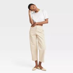 Women's High-rise Straight Ankle Chino Pants - A New Day™ Tan 4 : Target Chic Relaxed Fit Ankle-length Chinos, Relaxed Fit Cropped Leg Chinos For Work, Trendy Tapered Leg Chinos For Work, Summer Workwear Pants With Cropped Leg, Relaxed Fit Pants For Spring Workwear, Summer Workwear Cropped Leg Pants, Relaxed Fit Linen Pants For Spring Workwear, Spring Workwear Tapered Leg Chinos, Ankle-length Chinos For Spring Workwear