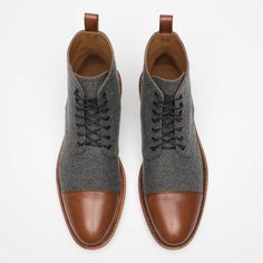 The Jack Boot in Grey & Brown, Men's Jack Boot in Grey & Brown – TAFT Taft Boots, Taft Shoes, Cap Toe Boots, The Jack, Low Boots, Beautiful Boots, Unique Shoes, Cool Boots, Shoe Care