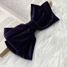 Purple luxe velvet oversized hair bow, fancy dark purple hairbow, violet hair clips, hair clips UK, plush velvet hairbows, purple velvet hair accessories, XL hair bows, large maxi bows, cute gifts for her These hair bows measure approx. 7 x 5 inches, and each bow has a 6cm french barrette attached to the back. Each bow is handmade with love and care to ensure the best quality product.  Available in bulk. Dispatched within 1-7 working days, sent via 2nd class Royal Mail.  Happy shopping! :) Violet Hair, Cute Gifts For Her, Velvet Hair, French Barrette, Handmade Bows, Purple Velvet, Lovely Colors, Soft Velvet, Barrettes