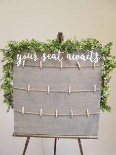 Weathered grey your seat awaits. Hand painted plywood seating chart sign. Beach themed wedding decor. Wooden Seating Chart, Wooden Seating, Be Our Guest Sign, Find Your Seat Sign, Wedding Seating Signs, Seating Chart Sign, Find Your Seat, Seating Sign, Wood Wedding Signs