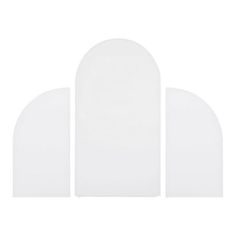 three white archs are shown against a white background