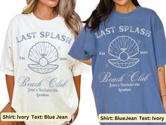 This Mermaid Bachelorette Party Comfort Colors T-shirt exudes beachy vibes, perfect for a bride's last splash before tying the knot. Personalize the experience with the Brides Last Splash Beach Tee, ensuring the bridal party stands out in style with matching shirts that scream fun in the sun at the beach club. Explore our full range of products including shirts, sweatshirts, trucker hats and more by visiting our store: https://specialcustomgiftss.etsy.com Features:  * Comfort Colors Tee: Garment Summer Crew Neck Tops For Bachelorette Party, Summer Crew Neck T-shirt For Bachelorette Party, Crew Neck Tops For Bachelorette Party In Summer, Fitted Crew Neck T-shirt For Beach Season, Summer Bachelorette Party T-shirt With Letter Print, Summer Fitted T-shirt For Bachelorette Party, Fitted T-shirt For Summer Bachelorette Party, Party Tops For Beach Season With Short Sleeves, Bachelorette Locations