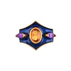 Citrine & Amethyst Gold Vermeil Over Sterling Silver Enameled Ring Silver = 2.85 gm. Citrine & Amethyst = 1.60 ct. The beautiful ring measures to be a size US 7 & can be re-sized as per requirement. If for any reason you are not completely satisfied, you may return, exchange, replace, or credit your purchase within 15 days from delivery. Wholesale Enquiries? Contact us & we will get in touch with you! Spiritual Protection, Amethyst Gold, Enamel Ring, Silver Art, Healthy Mind, Oxidized Sterling Silver, Multi Stone Ring, Beautiful Ring, Silver Enamel