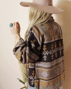 Bohemian Brown Outerwear With Pockets, Rustic Brown Winter Outerwear, Aztec Shacket, Montana Sky, Native Print, Boho Knit, Cherokee Woman, Perfect Jacket, Cozy Jacket