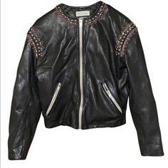 Brand New With Tags Size 40 Designer Leather Jacket For Party, Designer Long Sleeve Leather Jacket For Parties, Designer Black Leather Jacket For Spring, Designer Black Leather Jacket For Evening, Chic Black Biker Jacket For Evening, Black Biker Jacket For Evening Winter Wear, Black Winter Biker Jacket For Evening, Dream Wardrobe, Isabel Marant