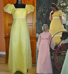 Vtg 70s Organza Chiffon Yellow Polka Dot Empire Prairie Wedding Maxi DRESS GOWN | eBay Gown Colors, Wedding Maxi Dress, Prairie Wedding, Bright Floral Dress, Floral Prints Fashion, Empire Waist Gown, Maxi Dress Designs, 70s Inspired Fashion, Style Guru