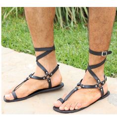 Brand New Handmade Strappy Metal Ring Harness Boho Greek Roman Gladiator Toe Ring Black Leather Sandals, Eu 38, Size 7/8 Toe Ring Sandals, Foot Socks, Toe Ring, Black Leather Sandals, Ring Black, Metal Ring, Toe Rings, Handmade Shoes, Lace Up Flat