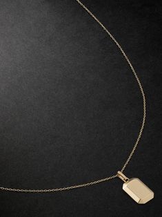 Mateo's minimalist designs are perfect for everyday wear. Crafted from polished gold, this slim chain necklace is strung with an emerald-cut pendant. Square Pendant Necklace In Fine Jewelry Style, Fine Jewelry Square Pendant Necklace With Polished Finish, Elegant Necklace With Rectangular Pendant And Polished Finish, Elegant Necklace With Polished Rectangular Pendant, Elegant Rectangular Pendant Necklace With Polished Finish, Elegant Polished Rectangular Pendant Necklace, Gold Jewelry With Rectangular Polished Stone, Gold Jewelry With Polished Finish And Rectangular Stone, Modern Delicate Chain Jewelry For Everyday Luxury