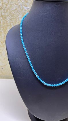 Elegant Blue Turquoise Necklace With Faceted Beads, Elegant Turquoise Rondelle Beaded Necklaces, Elegant Blue Turquoise Necklace With Tiny Beads, Handmade Turquoise Jewelry, Turquoise Bead Necklaces, Arizona Turquoise, Handmade Gifts For Her, Necklace Turquoise, Natural Sleep