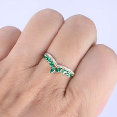 You are looking at a marquise cut emerald diamond wedding band.A stacking ring,matching band.Anniversary Gift, art deco Stacking Ring.Stones*4x2mm marquise Lab-created emerald.*0.10 Natural Real Diamonds. SI Clarity and H ColorMetal* Solid 10k 14k &18k.*Color:white gold,yellow gold,rose gold.Custom Order<><><><><><><><><><><><><><><>*The main stone can be other gemstones you can imagine,any birthstone c Rose Gold Moonstone Ring, Ring Stones, Quinceañera Ideas, Gold Moonstone Ring, Emerald Wedding Band, May Birthstone Rings, Green Gemstone Ring, Natural Emerald Rings, Emerald Wedding Rings