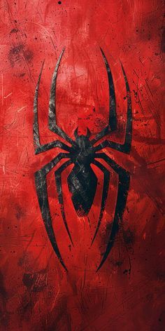 a red and black spider - man painting on canvas