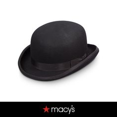 a black hat with a ribbon around the brim