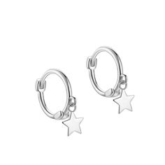 Add some celestial sparkle to your look with our Little Star Huggie Earrings. Crafted with a solid sterling silver base, these dainty earrings feature a charming little star that will elevate any outfit. Perfect for everyday wear, these earrings are both basic and versatile. Let your style shine bright like the stars with these timeless huggie earrings. Details: Sold as a pair Material: Solid 925 Sterling Silver Hypoallergenic and always nickel-free, safe for sensitive ears Finishing: White Gold Adjustable Sterling Silver Earrings With Star Charm, Silver Dainty Star Charm Earrings, Silver Dainty Earrings With Star Charm, Dainty Sterling Silver Earrings With Star Charm, Dainty Silver Star Earrings, Silver Star Charm Earrings For Everyday, Nickel-free Star-shaped Huggie Earrings, Silver Earrings With Star Charm For Everyday, Sterling Silver Earrings With Star Charm