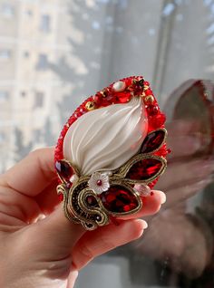 Elegant Red Brooches As Gifts, Elegant Red Brooches For Gifts, Elegant Beaded Brooches For Gifts, Elegant Crystal Brooches For Gifts, Red Beaded Brooch For Party, Handmade Red Brooches As Gift, Handmade Elegant Red Brooches, Elegant Handmade Red Brooches, Elegant Red Handmade Brooches